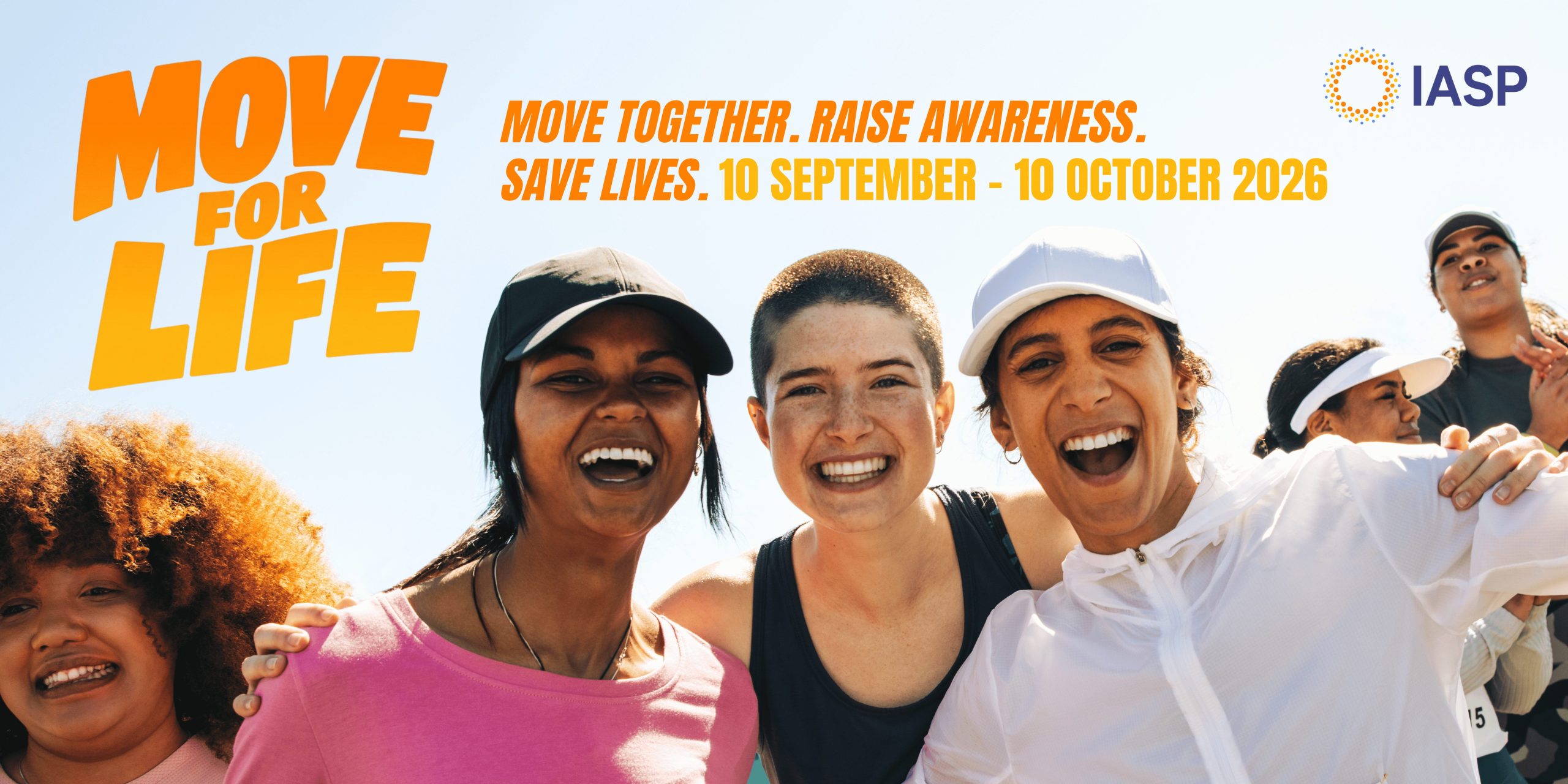Poster showing a group of people smiling whilst participating in the Move for Life challenge