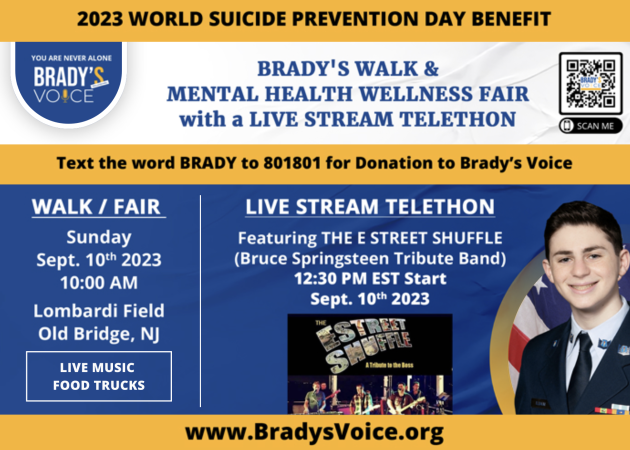 Brady’s Walk, Mental Health Wellness Fair and Live Stream Telethon