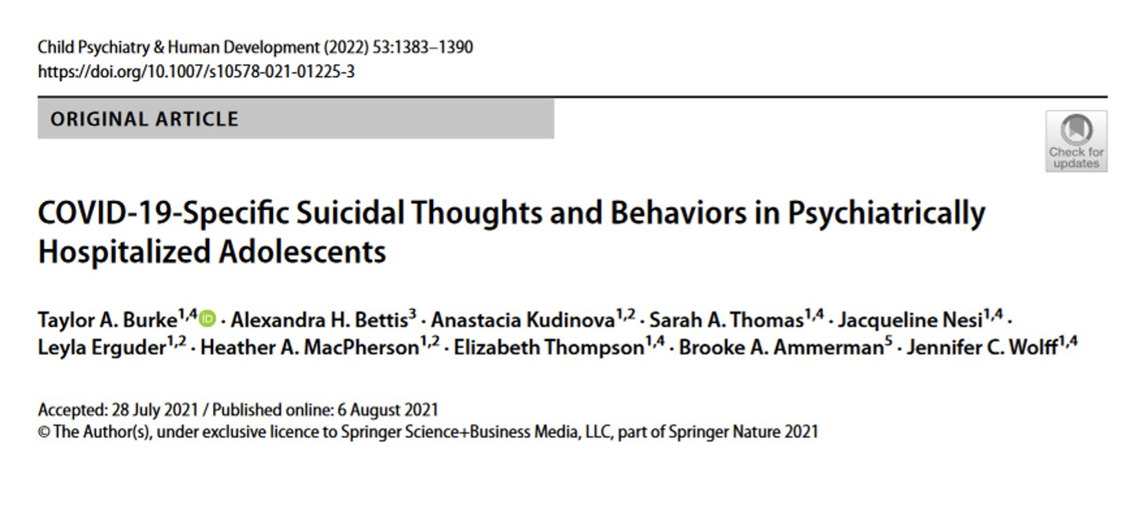 COVID19 specific suicidal thoughts and behaviours