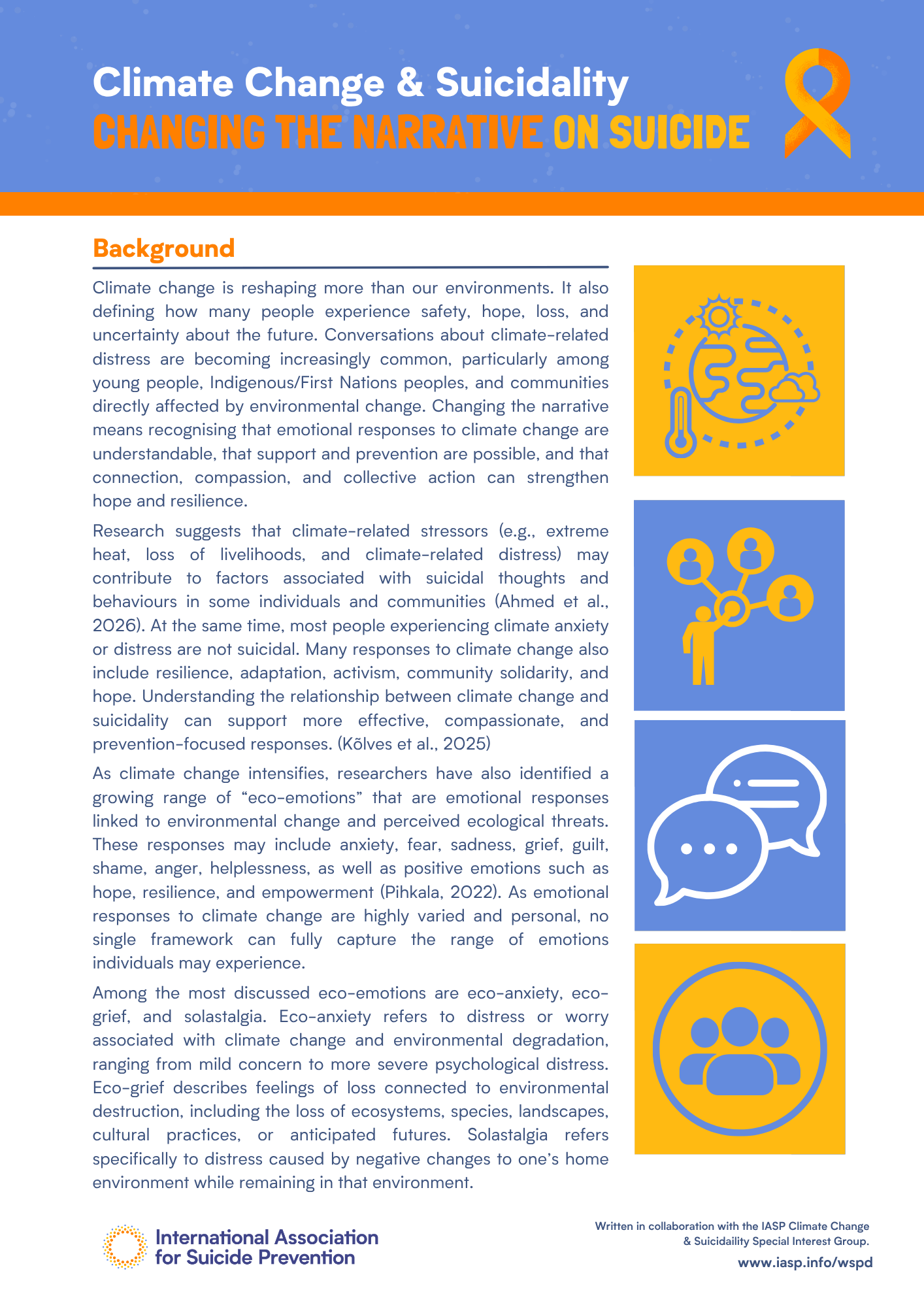An image of the cover of the climate change and suicidality outreach brief