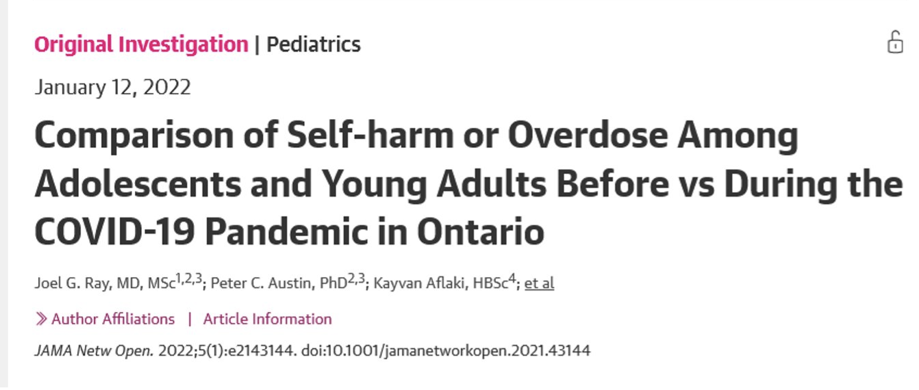 Comparison of self harm or overdose among adolescents