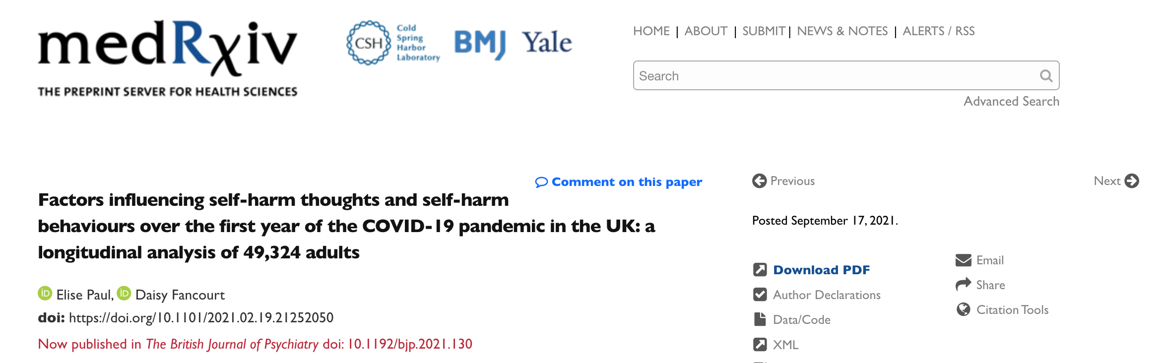 Factors influencing self-harm thoughts and self-harm behaviours over the first year of the COVID19 pandemic in the UK