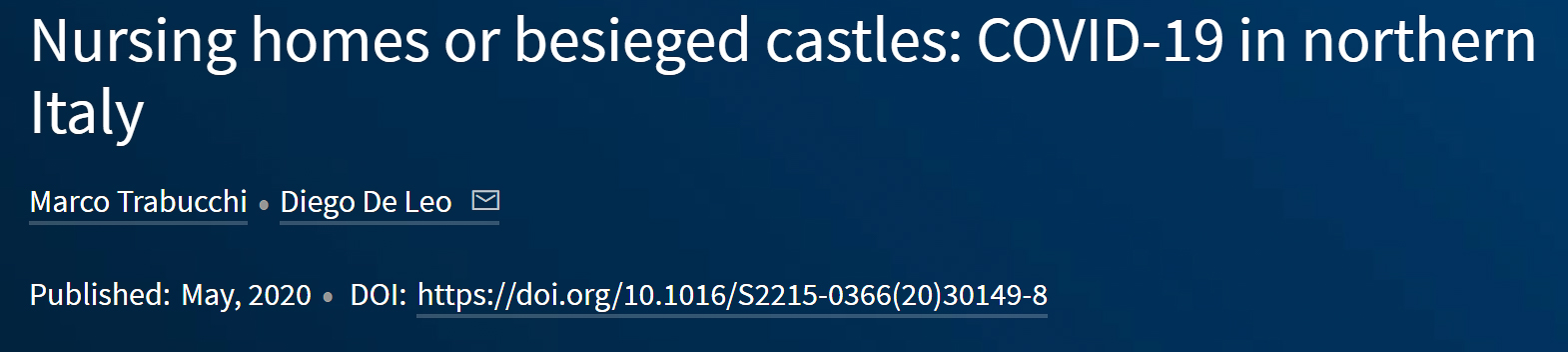 Nursing homes or besieged castles