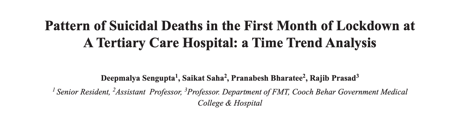 Pattern of suicidal deaths in the first month of lockdown at a tertiary care hospital