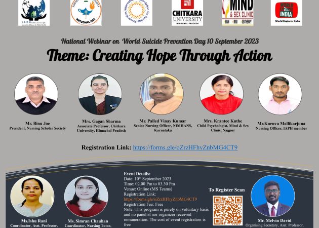 Webinar on Creating Hope Through Action : Celebration of World Suicide Prevention Day
