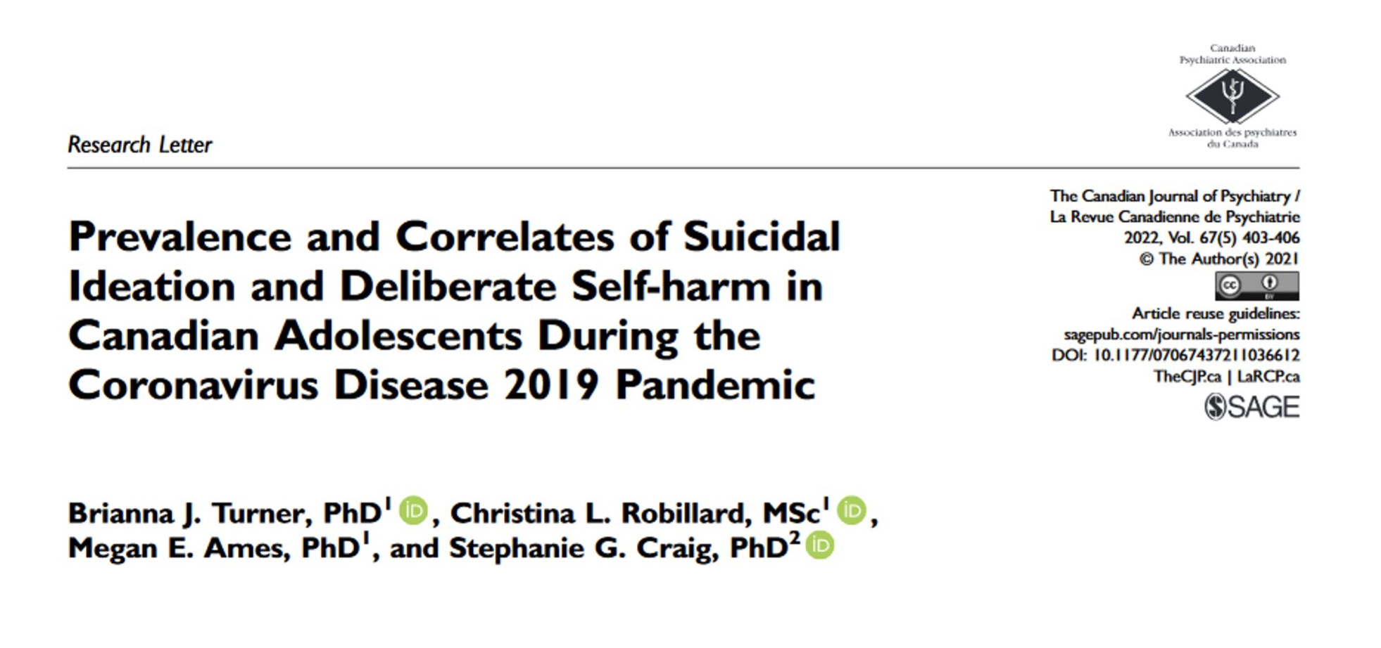 Prevalence and correlates of suicidal ideation and deliberate self harm
