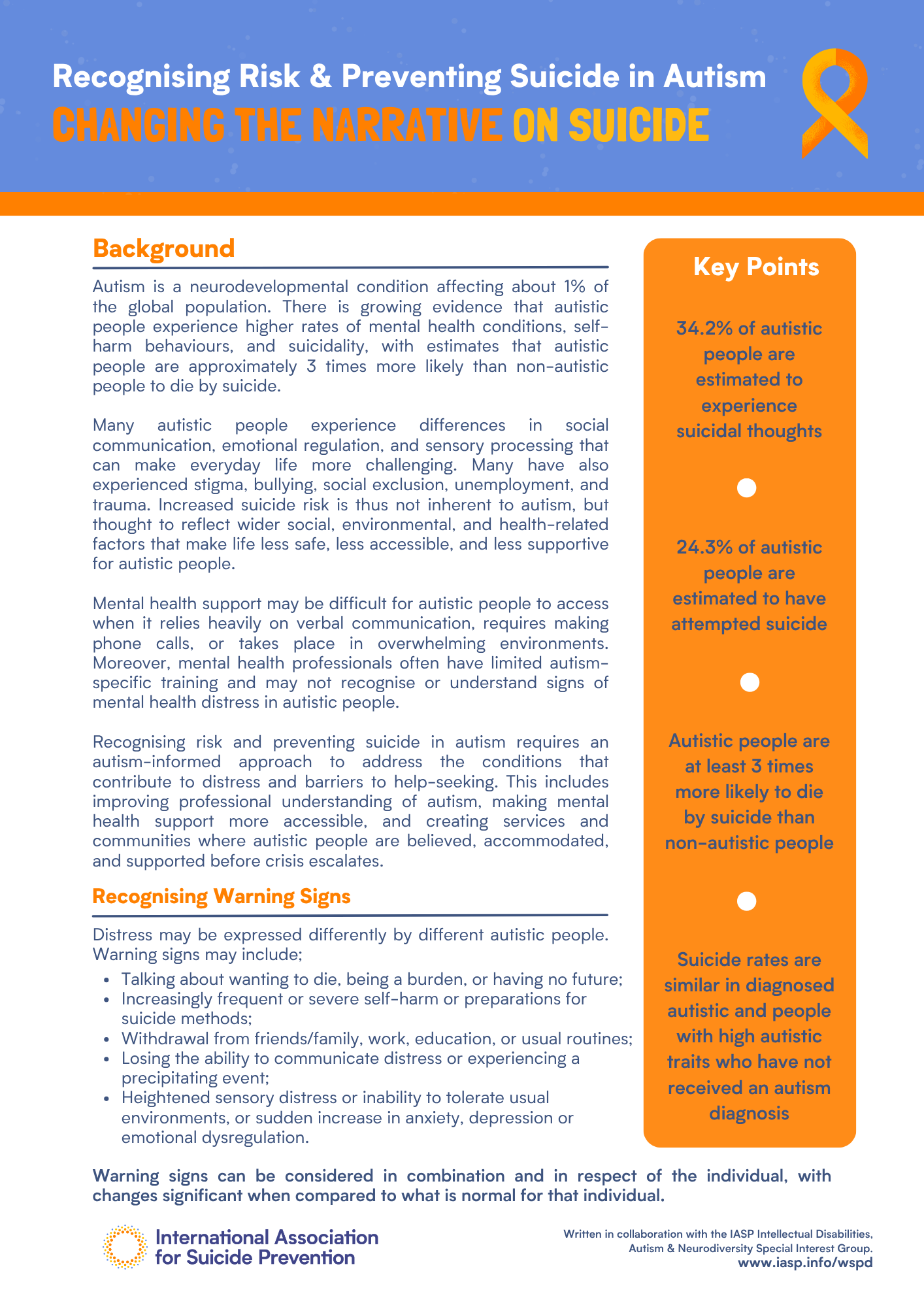 Cover image for the Recognising Risk & Preventing Suicide in Autism Outreach Brief 2026