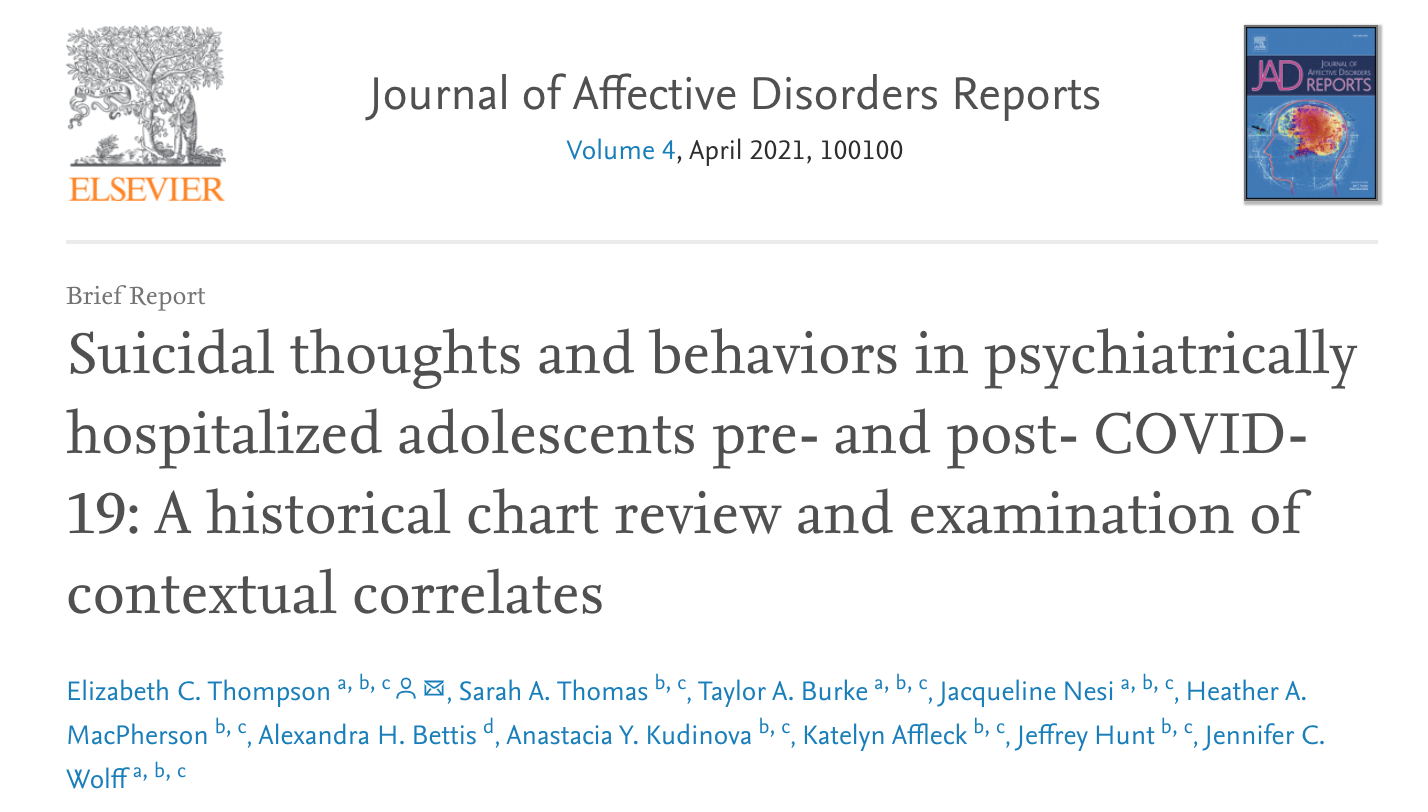 Suicidal thoughts and behaviours in psychiatrically hospitalized adolescents pre and post COVID19