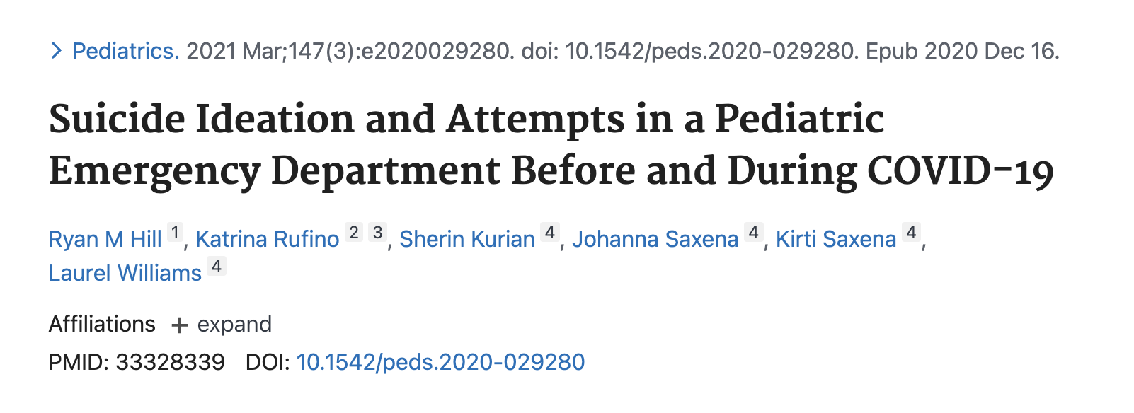Suicide ideation and attempts in a pediatric emergency department before and during covid19