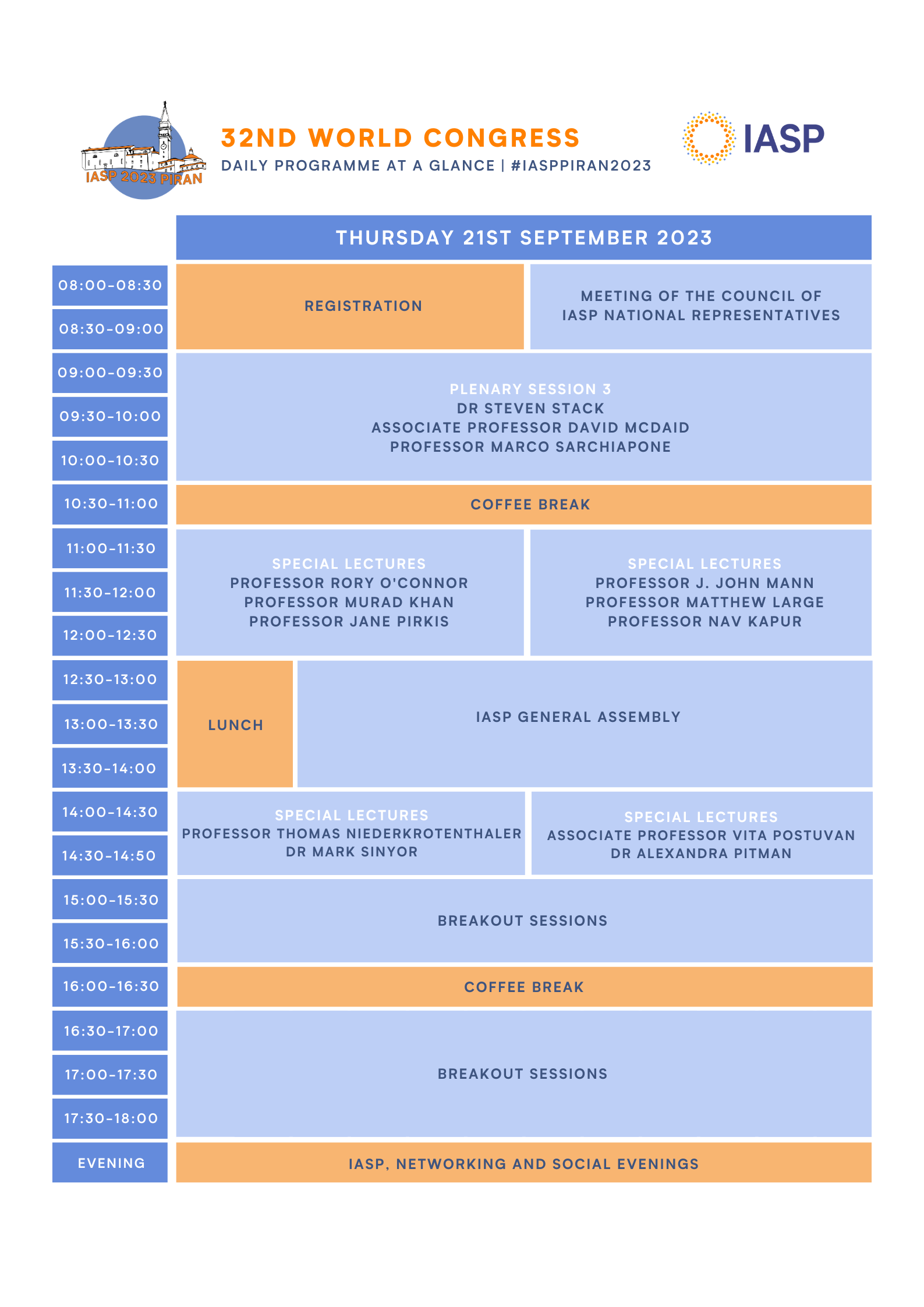 Daily Programme Thursday 21 September