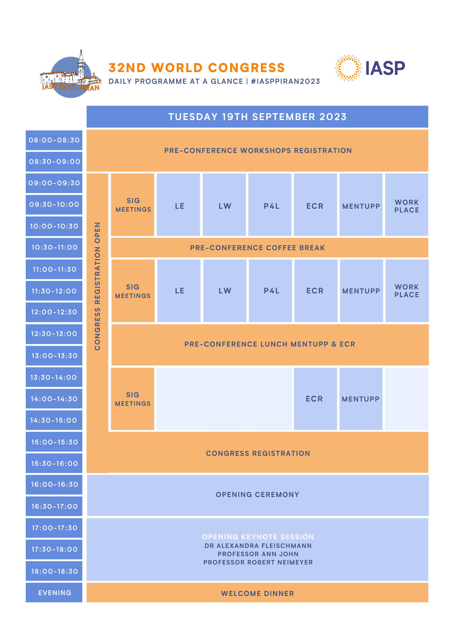 Daily Programme Tuesday 19 September