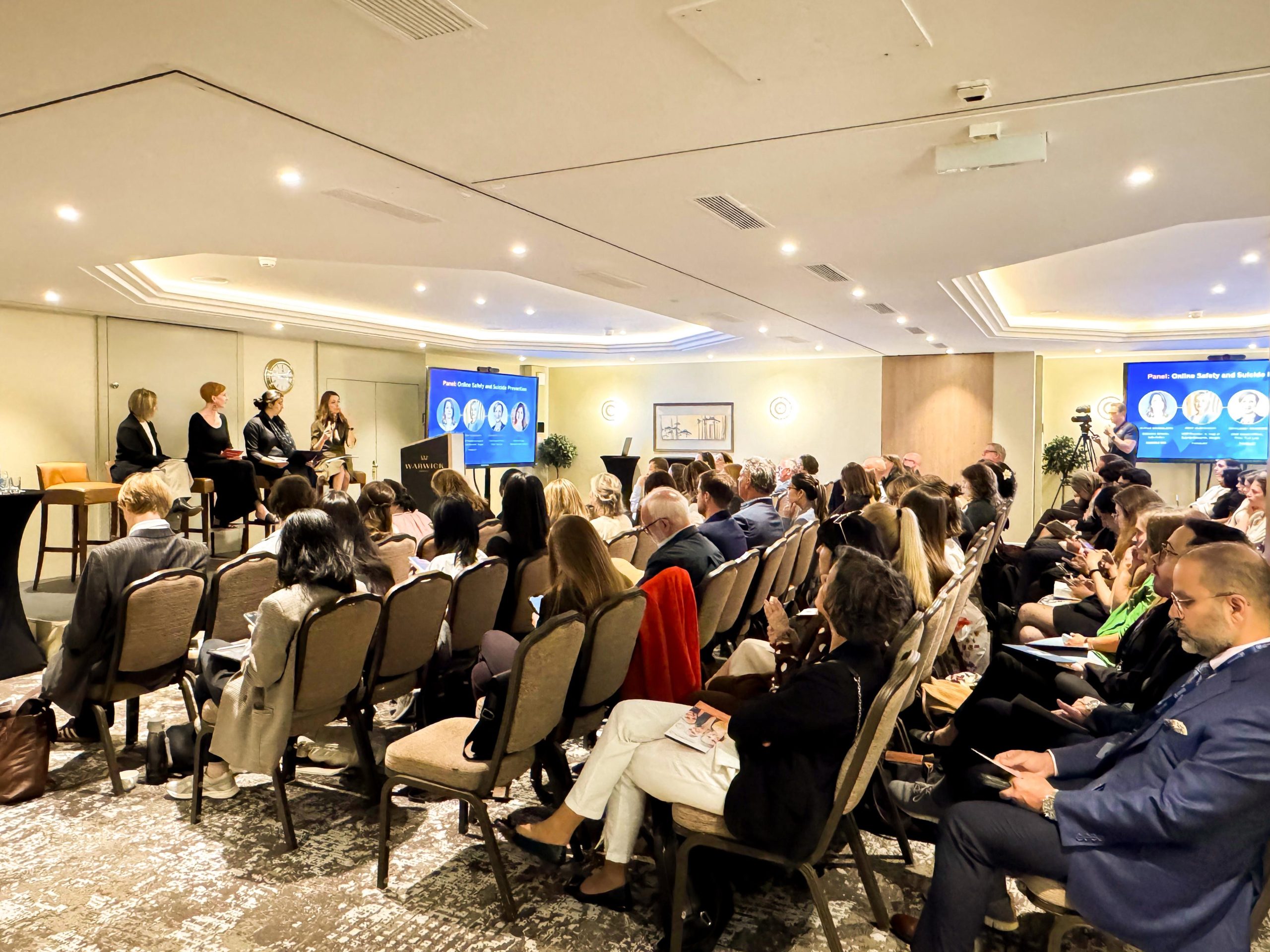 A photo showing the panellists during the Online Safety side event at the 79th World Health Assembly